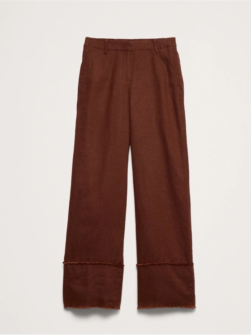 NWT-Banana Republic Everyday Wide-Leg in Fringe-Hem Linen, Size XXS